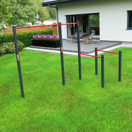 Stationäres Turngerät Garten mit Monkey Bar Klimmzugstange und Barren