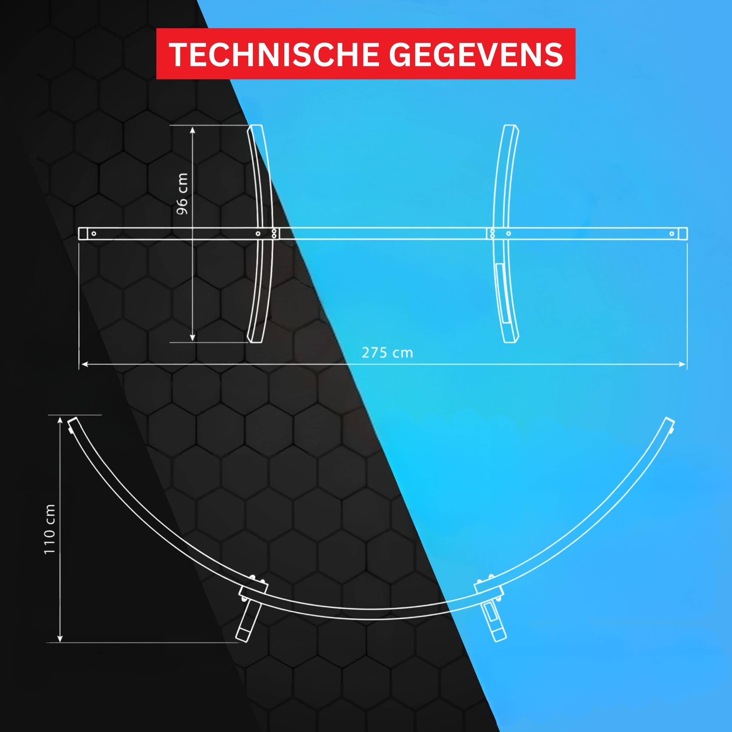 Hangmat met standaard technische Gegevens